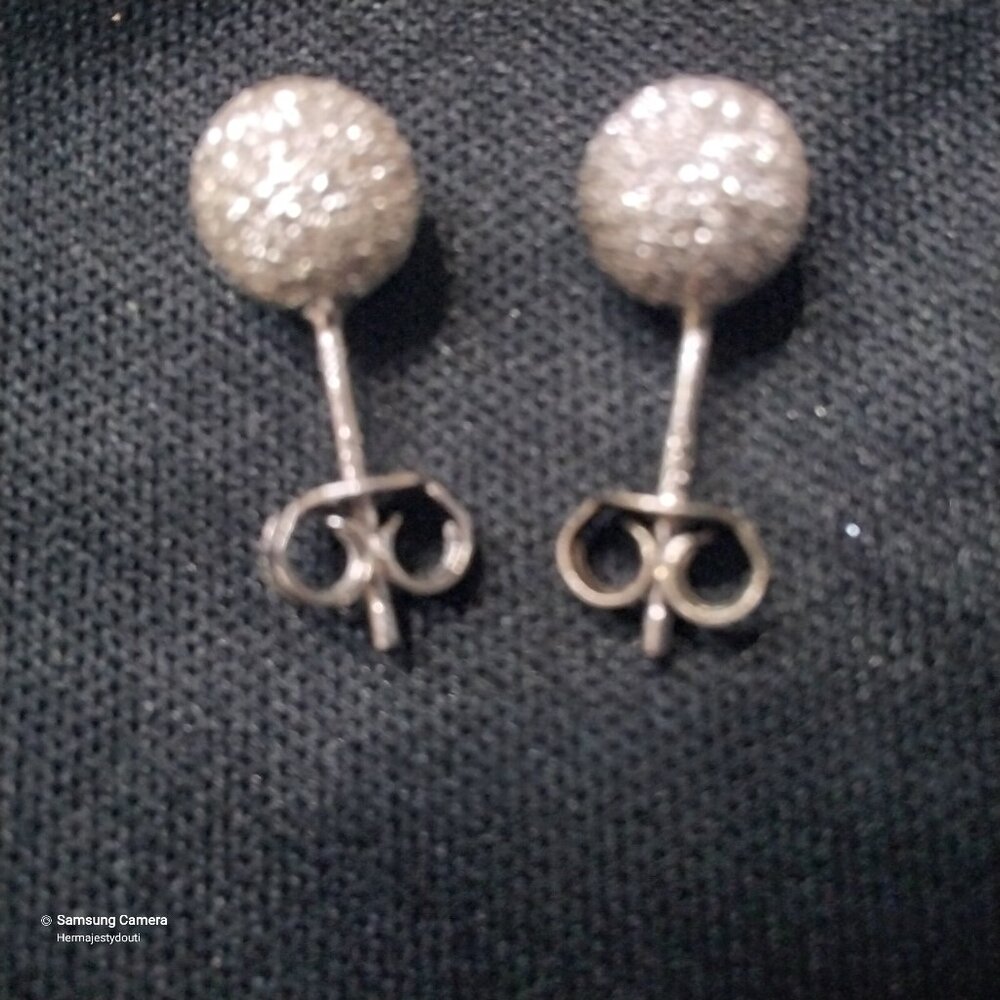 Silvora Hypoallergenic 925 Sterling Silver Crystal-Cut Disco Ball Stud Earrings